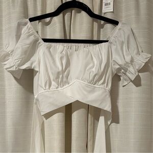 Elegant White Puff Sleeve Top